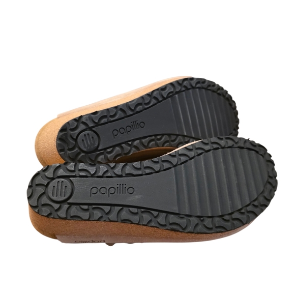 Birkenstock Fanny Tan Suede Wedge Clogs with Gold Buckle Size 8 - Picture 7 of 10